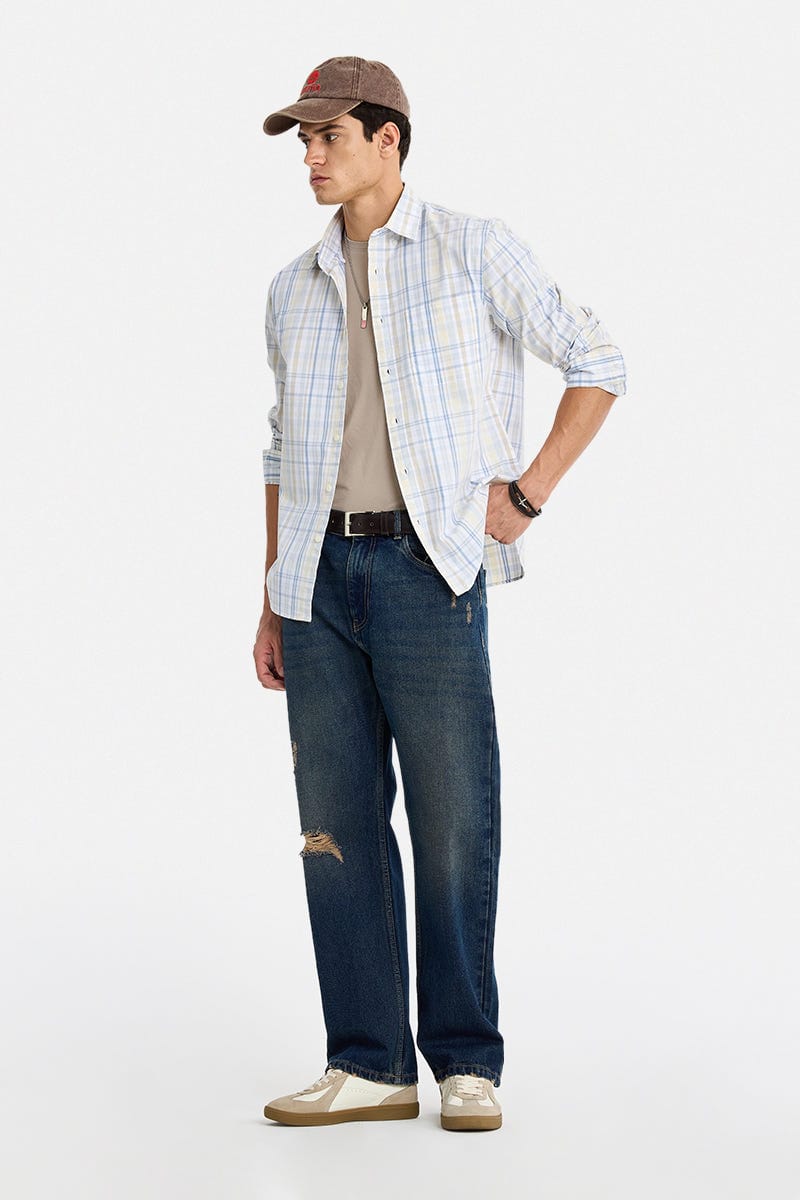 Straight Fit Knee Ripped Jeans